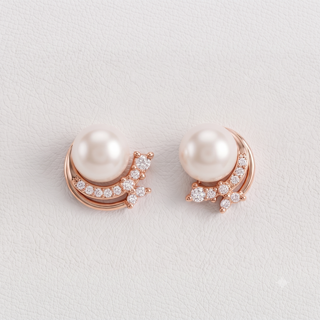 Rose Gold Pearl Stud Earring