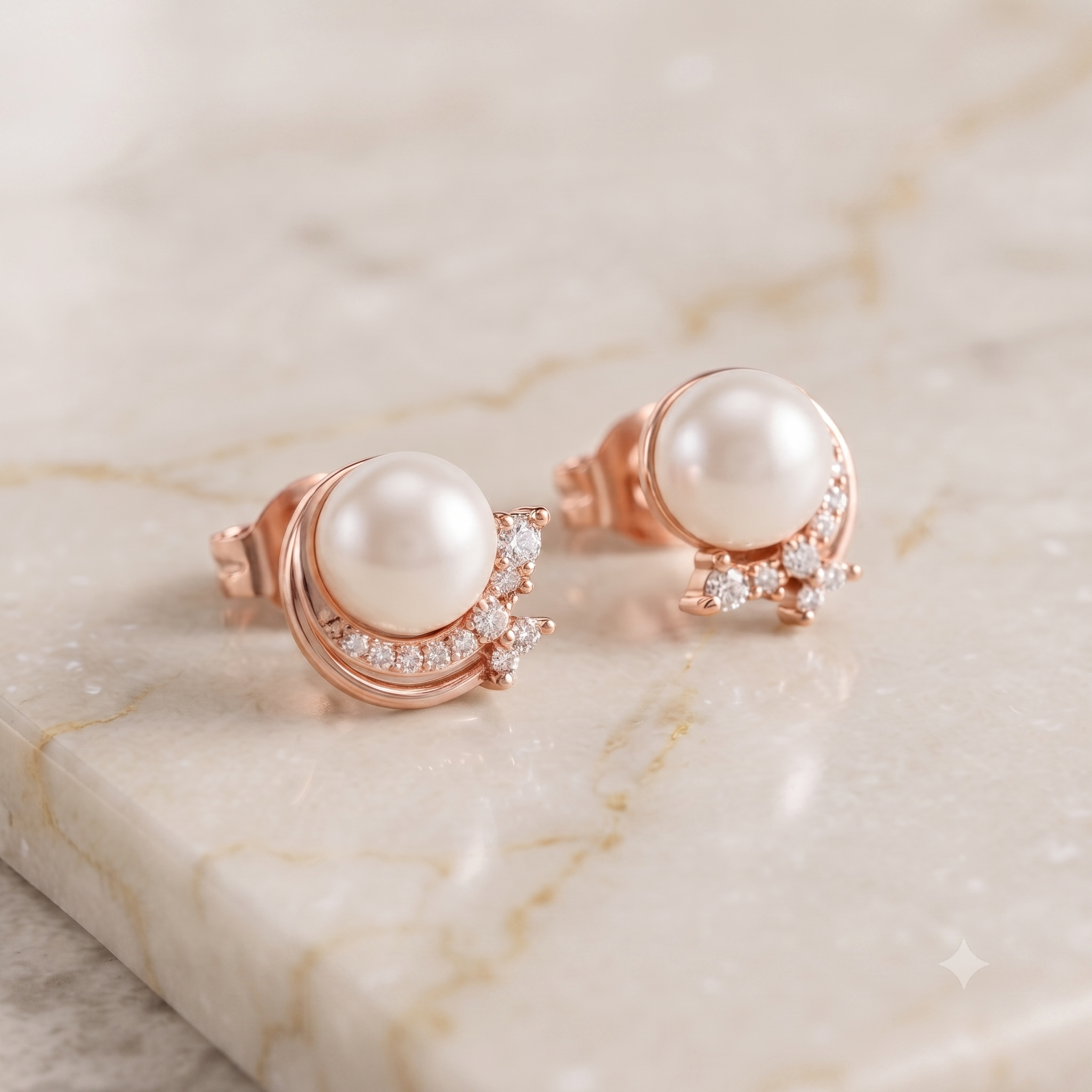 Rose Gold Pearl Stud Earring