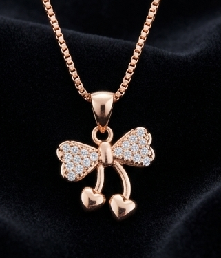 Rose Gold Bow & Heart Jewelry Set
