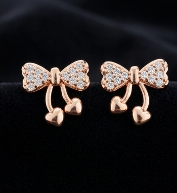 Rose Gold Bow & Heart Jewelry Set