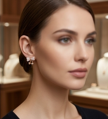 Rose Gold Bow & Heart Jewelry Set