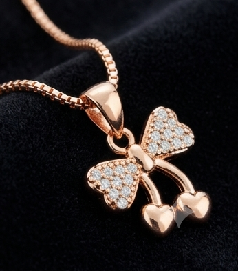 Rose Gold Bow & Heart Jewelry Set