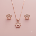 Rose Gold Heart & Clover Necklace & Earrings Set