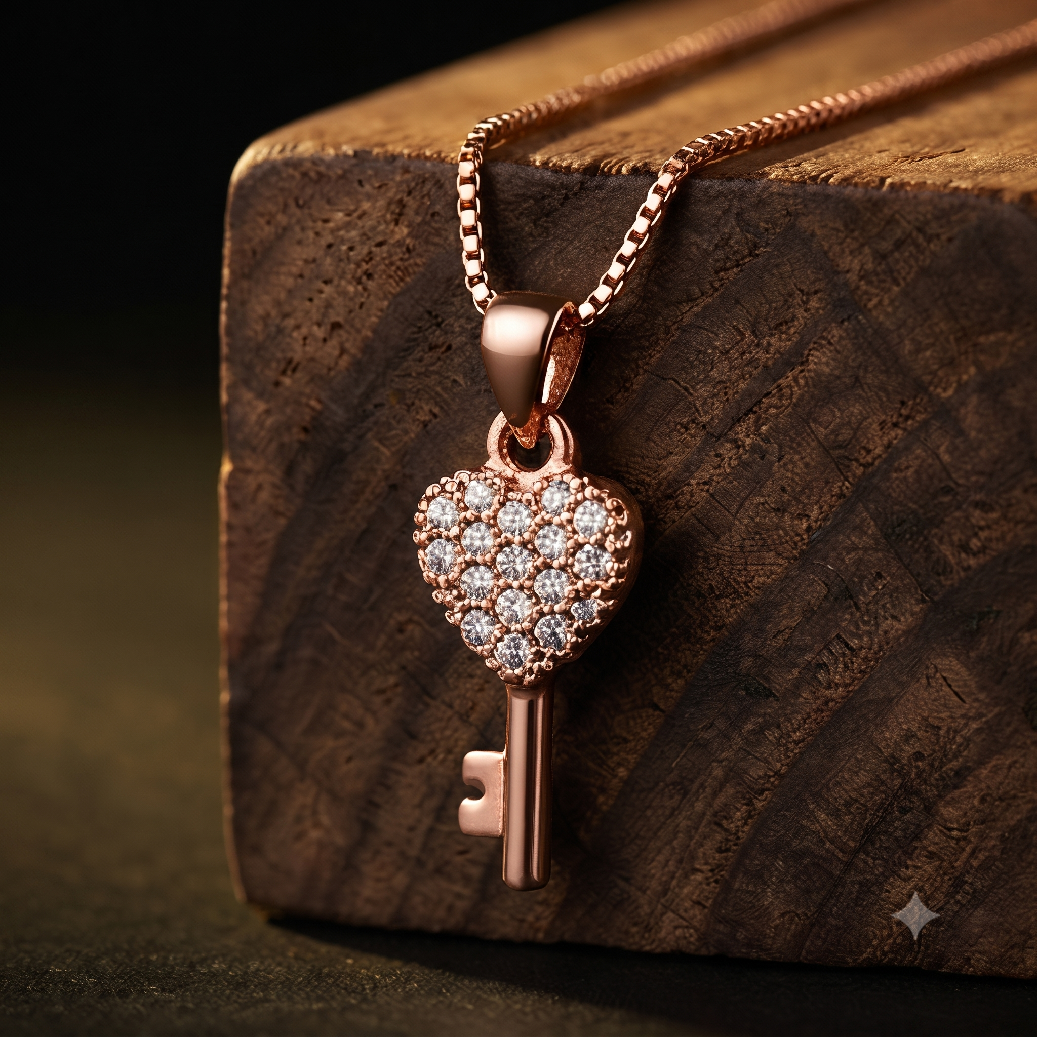 Rose Gold Heart Key Jewelry Set