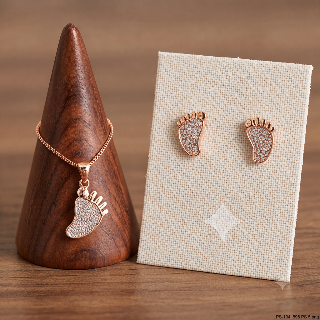 Rose Gold Baby Footprint Jewelry Set