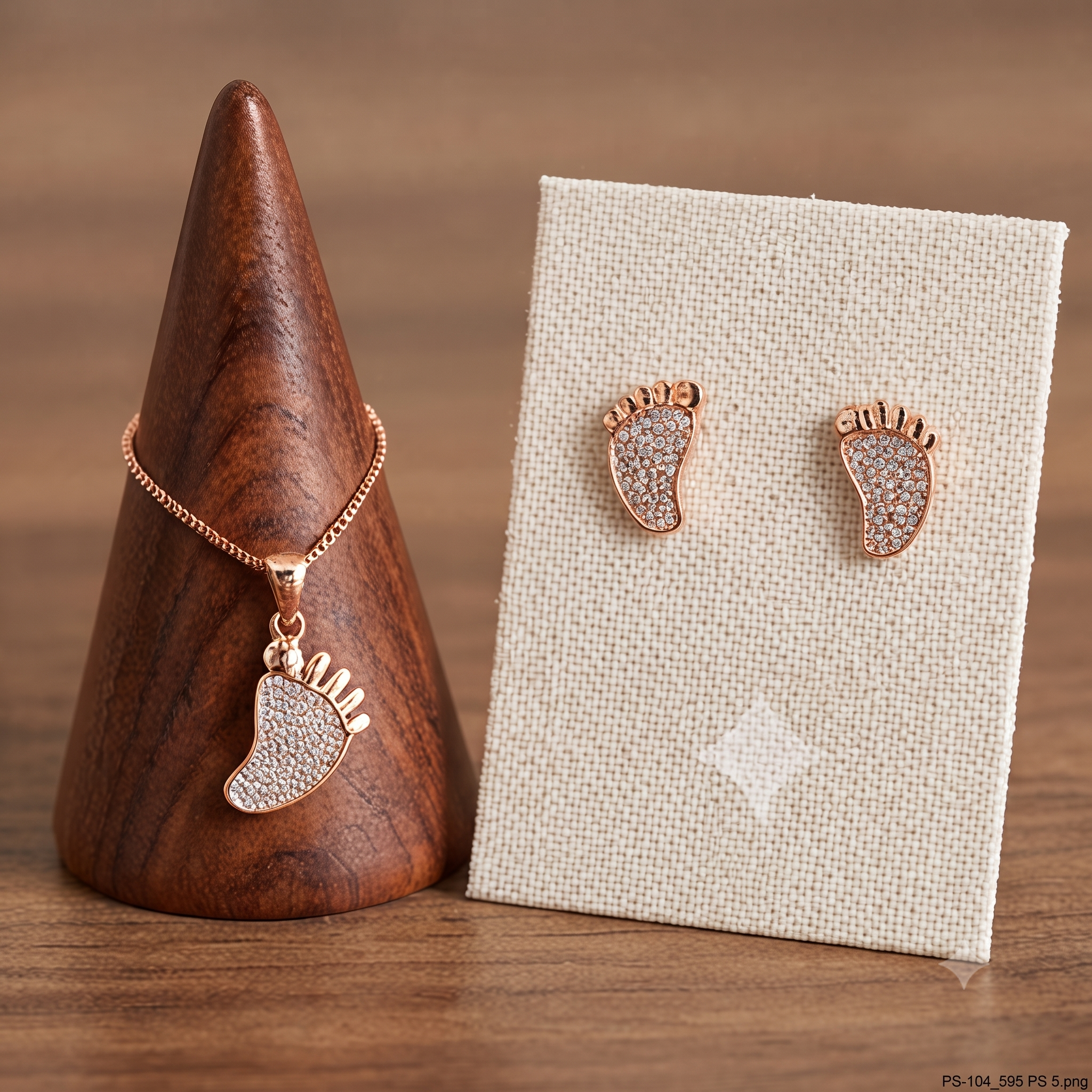 Rose Gold Baby Footprint Jewelry Set