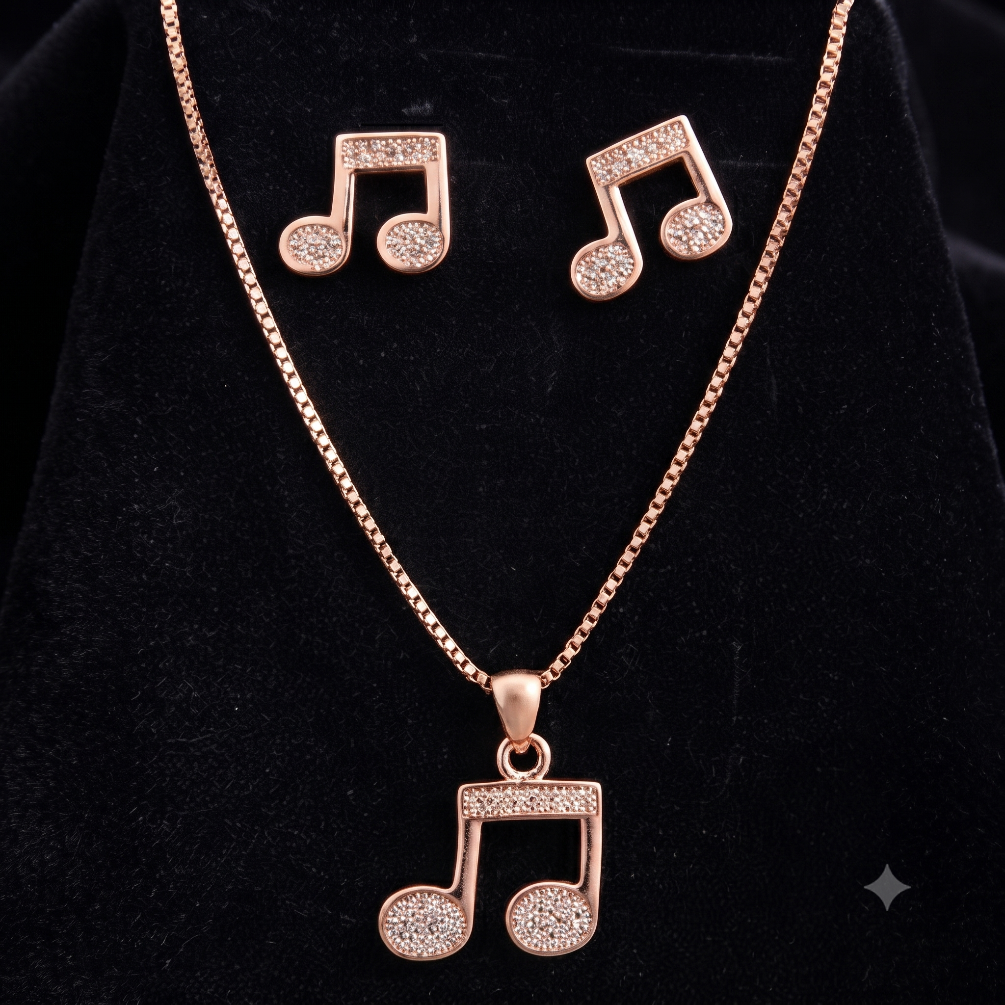 Rose Gold Musical Note Jewelry Set