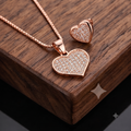 Rose Gold Heart Stone‑Studded Pendant Set