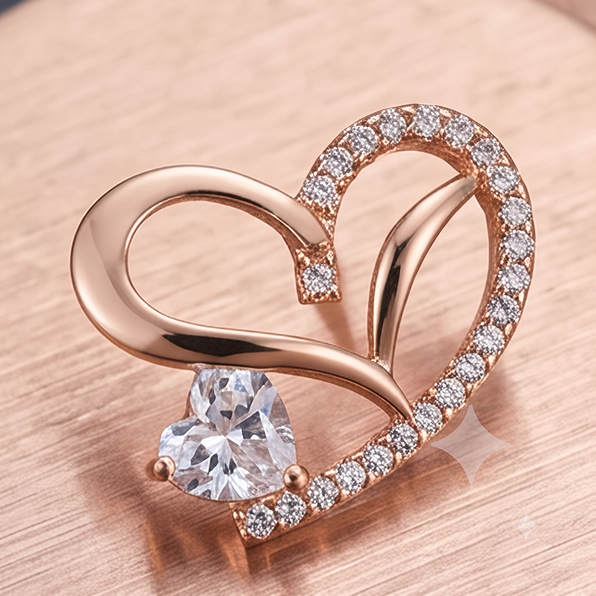 ROSE GOLD HEART STONE STUDDED PENDANT SET