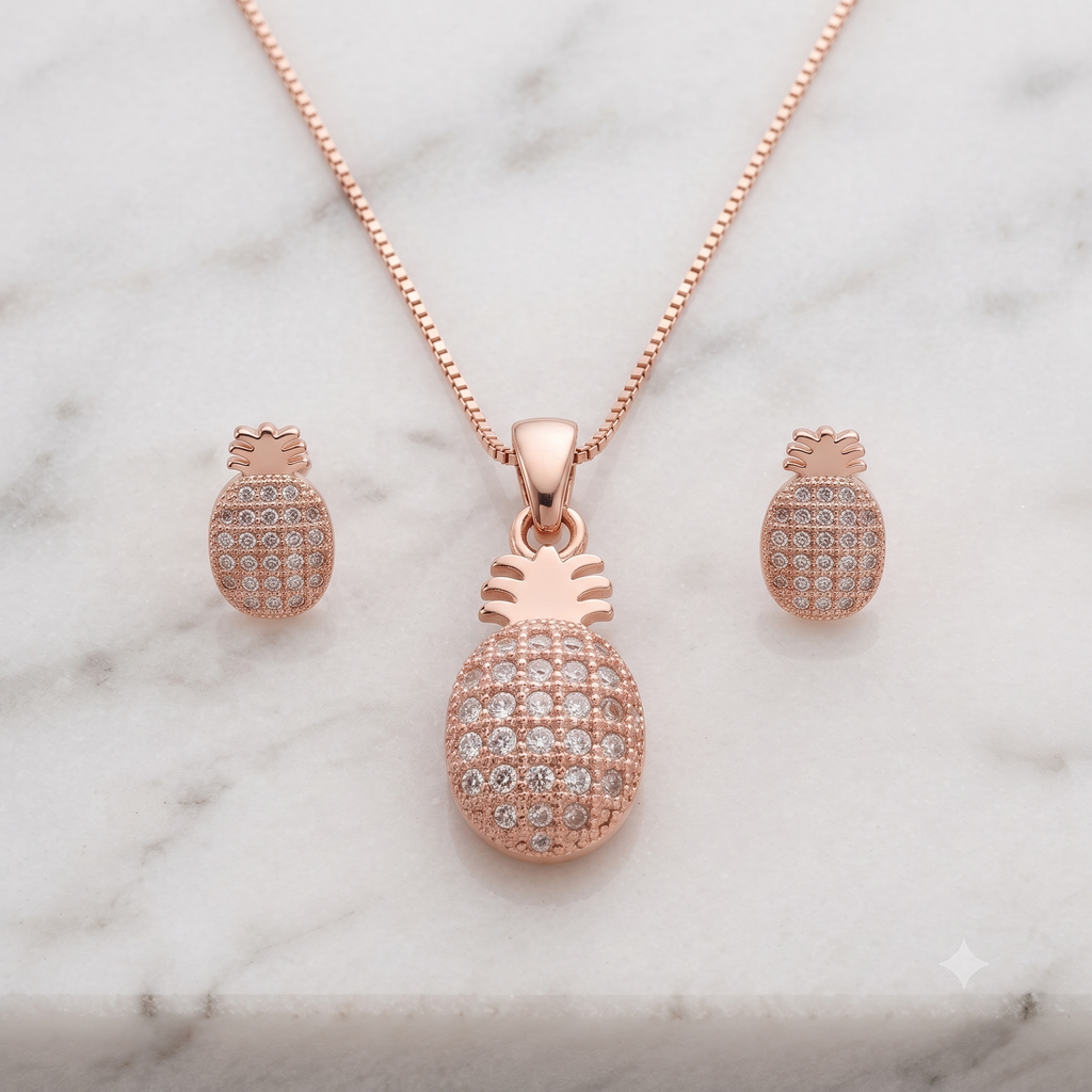 Pineapple Rose Gold Jewelry Set