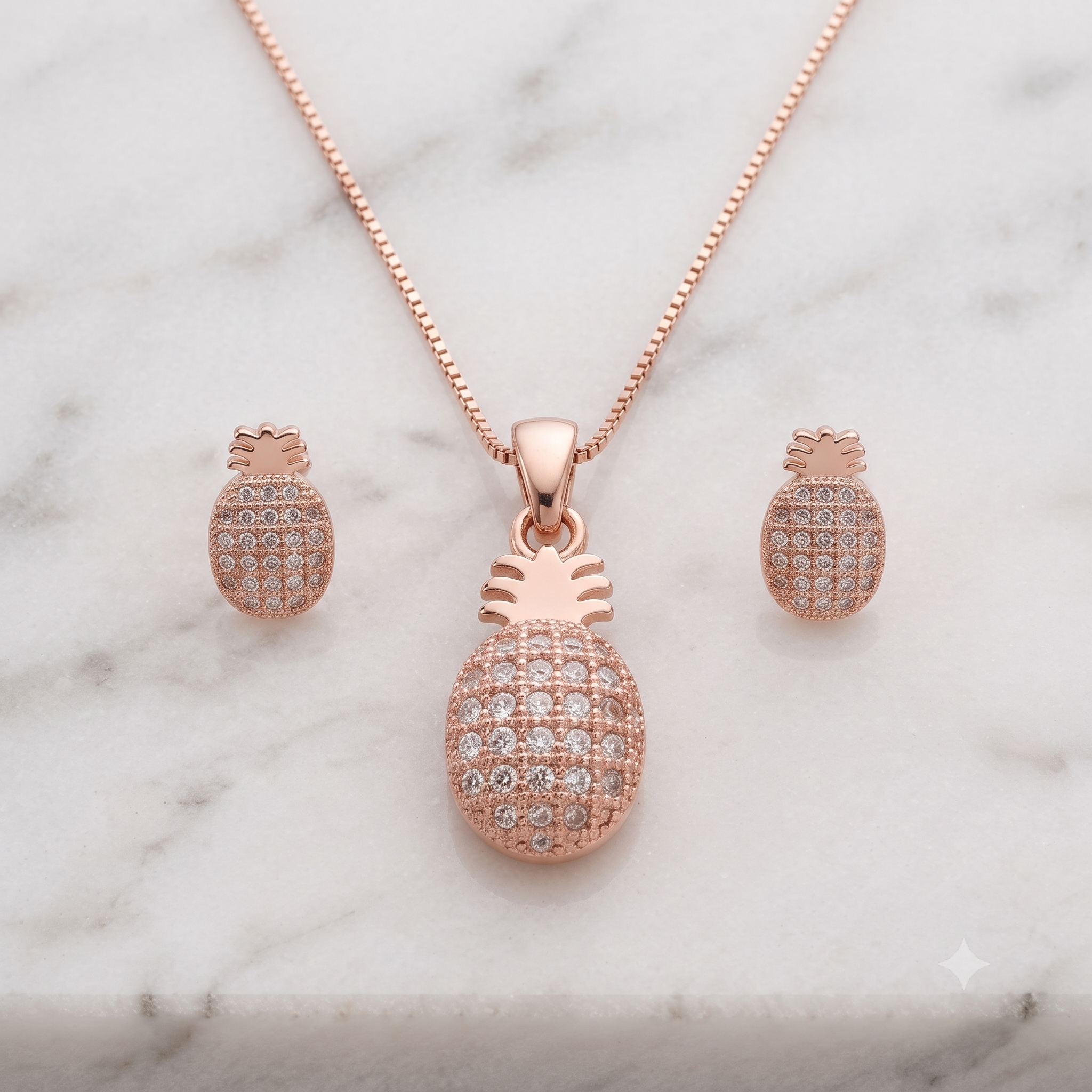 Pineapple Rose Gold Jewelry Set