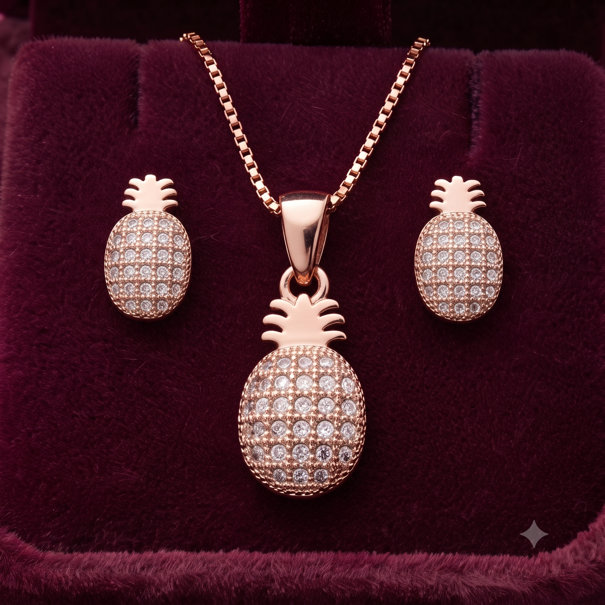 Pineapple Rose Gold Jewelry Set