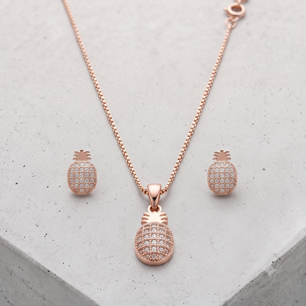 Pineapple Rose Gold Jewelry Set