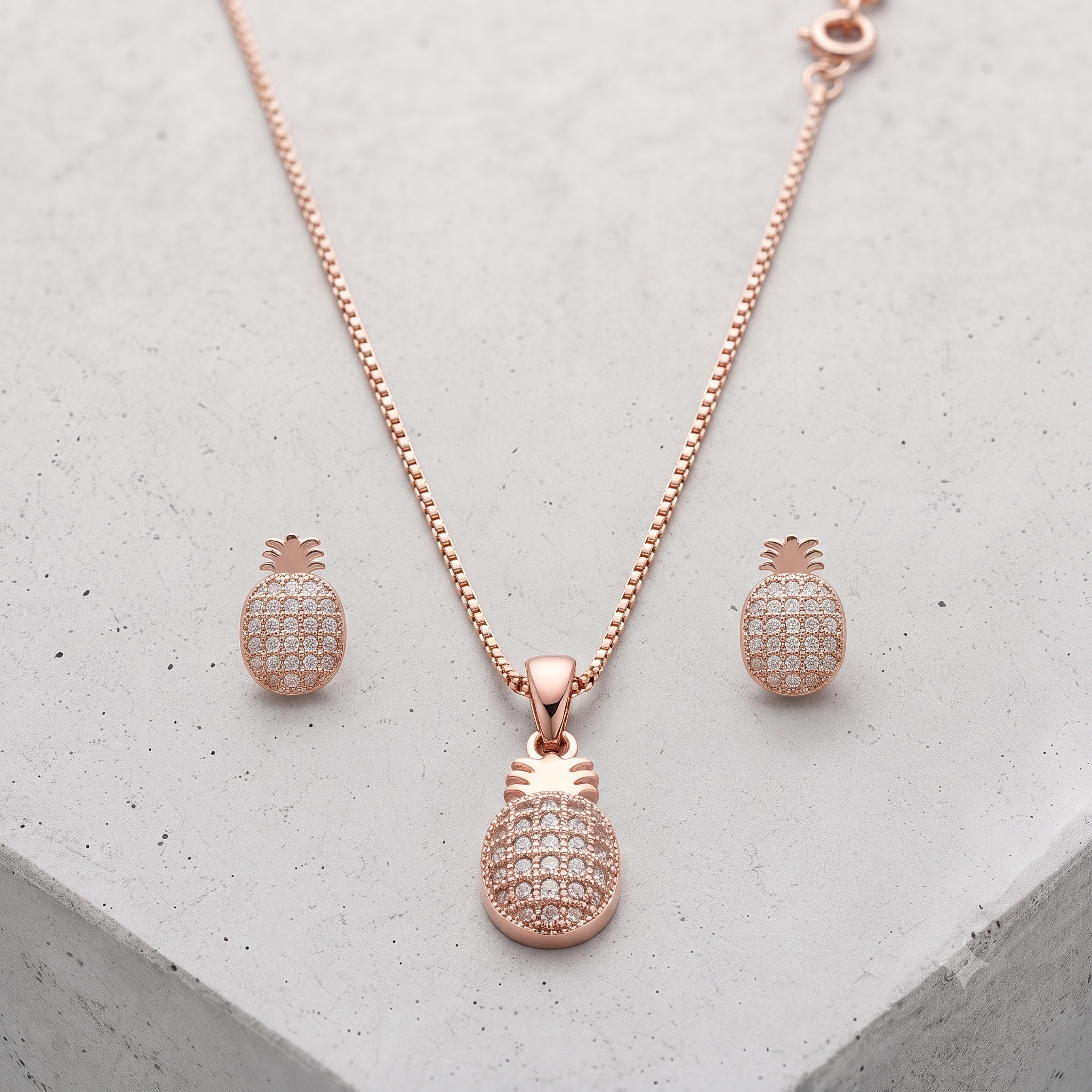 Pineapple Rose Gold Jewelry Set