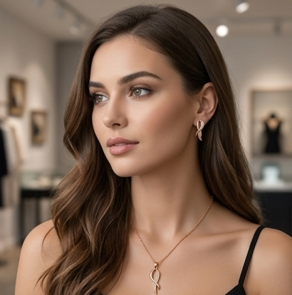 Elegant Gold Ribbon Jewelry Set