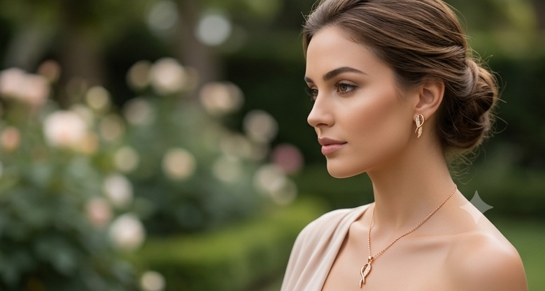 Elegant Gold Ribbon Jewelry Set