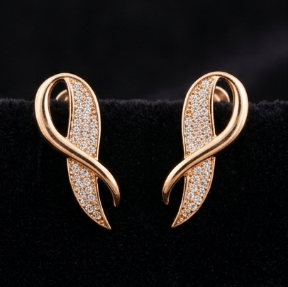Elegant Gold Ribbon Jewelry Set