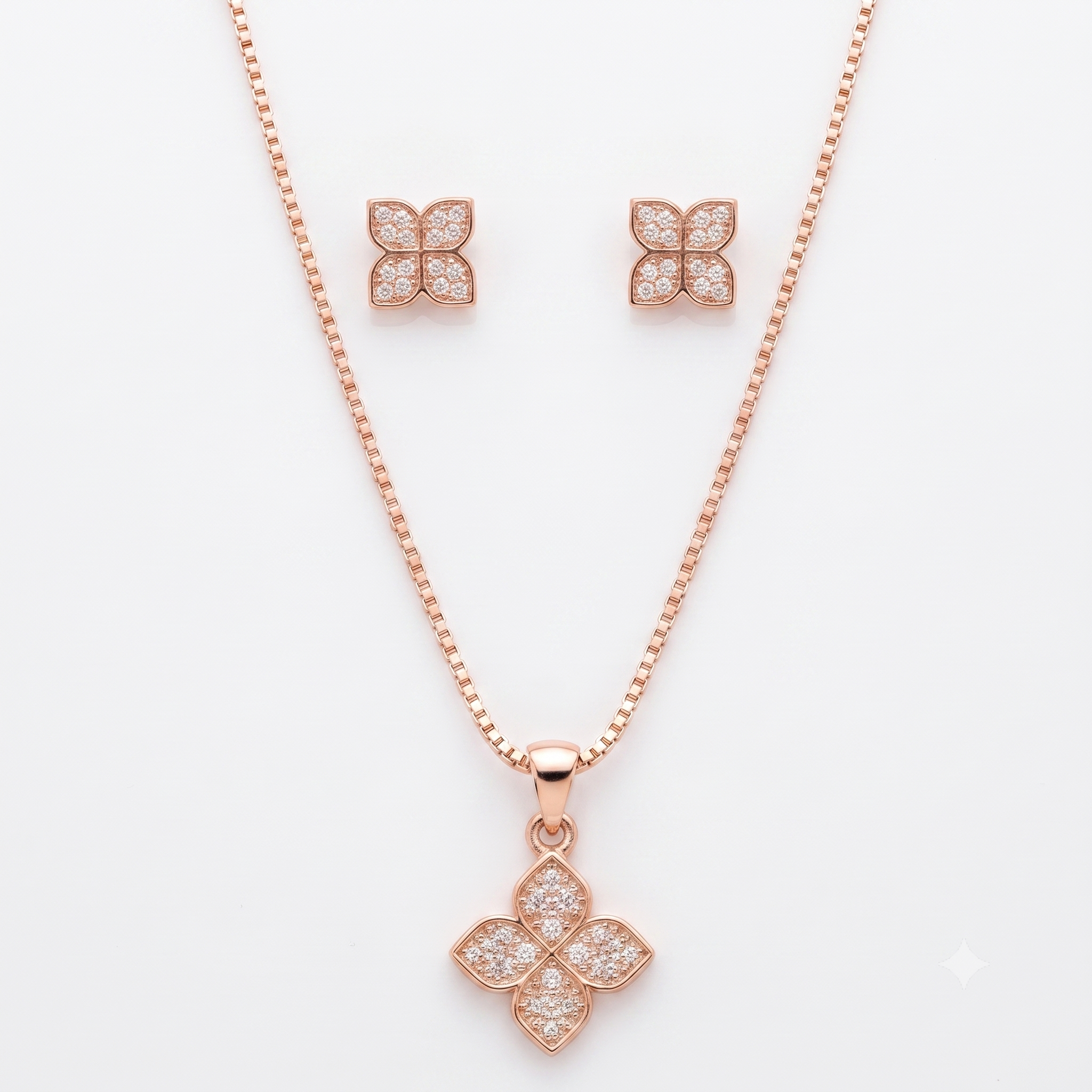Rose Gold Blossom Pendant Set