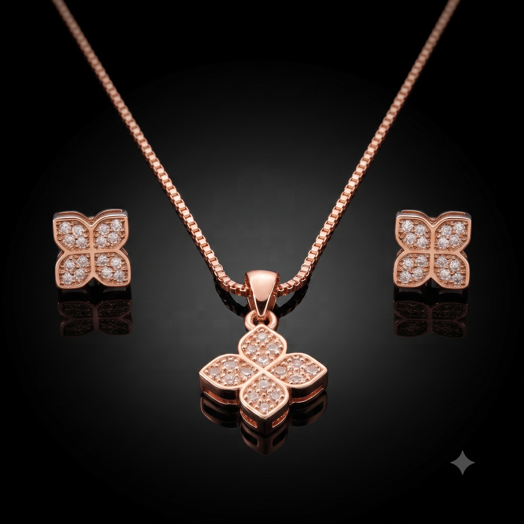 Rose Gold Blossom Pendant Set