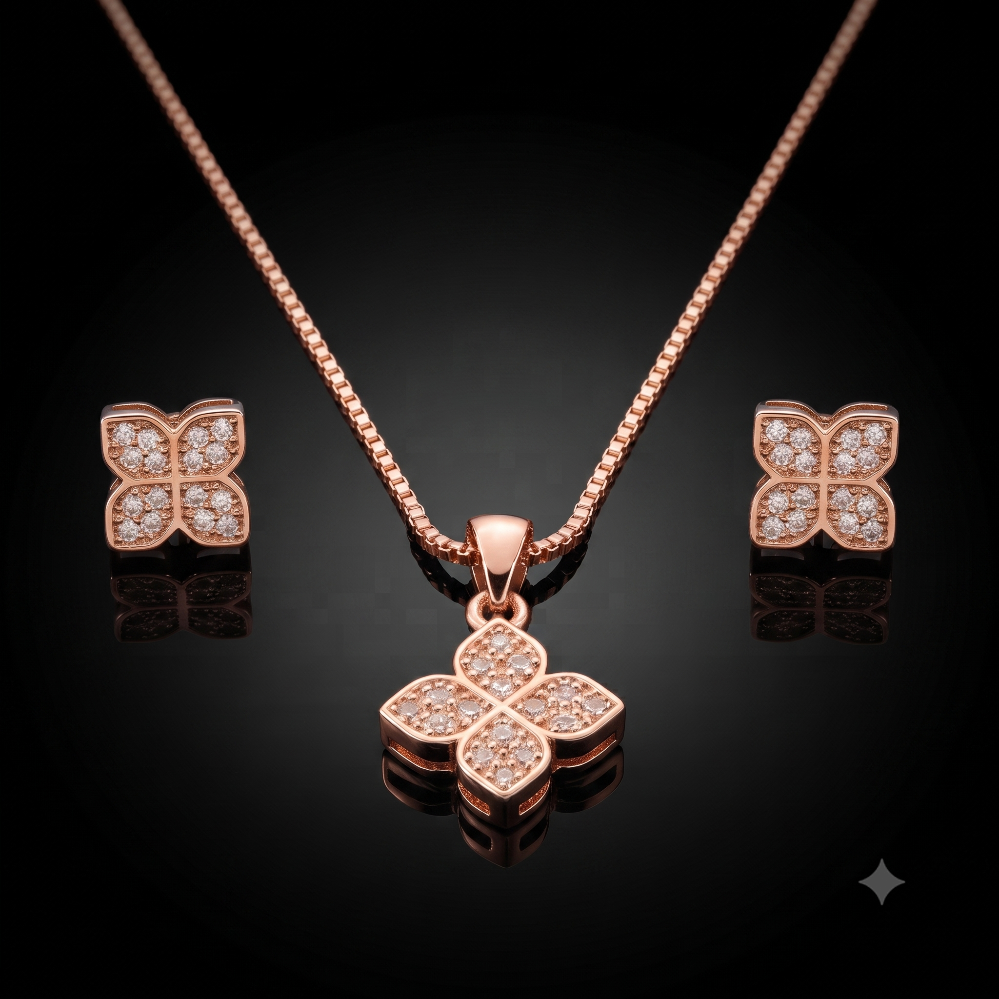 Rose Gold Blossom Pendant Set