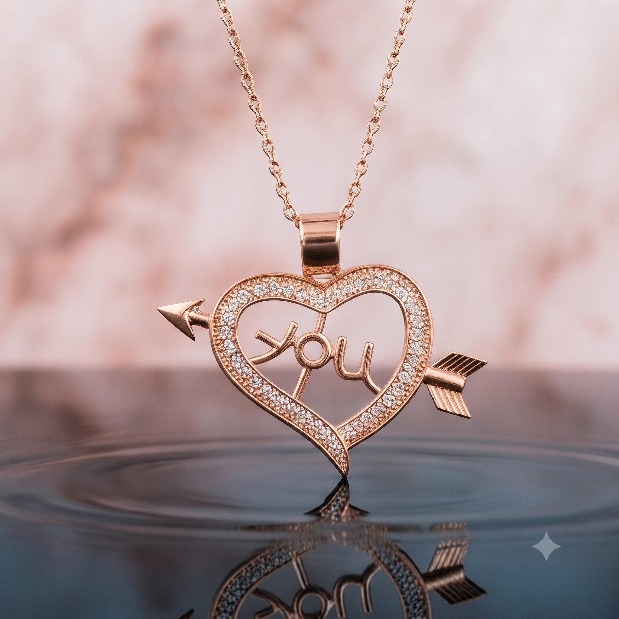 Rose Gold Heart & Arrow “You” Jewelry Set