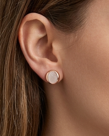 Rose Gold Pavé Circle Jewelry Set