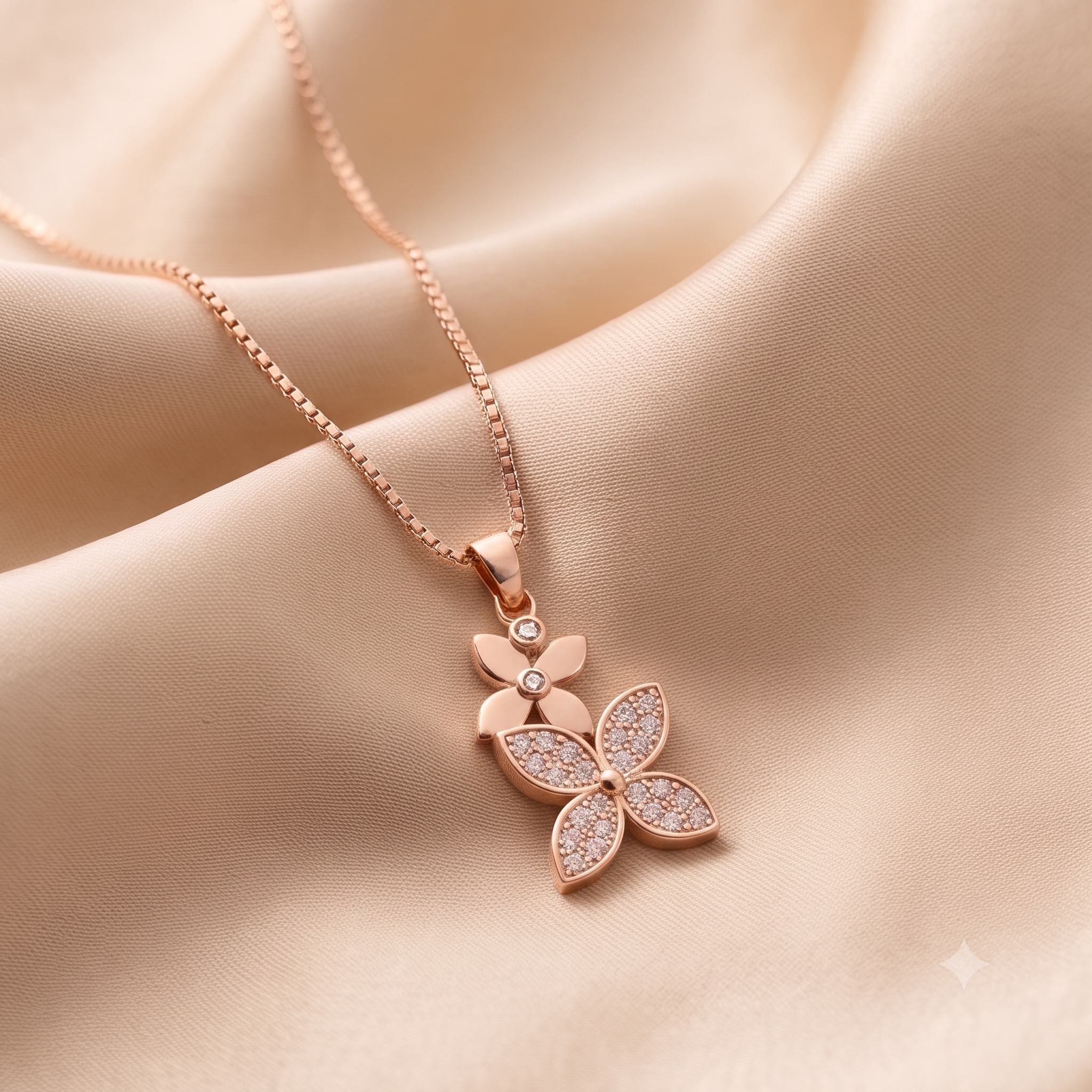 Rose Gold Floral Elegant Pendant Set