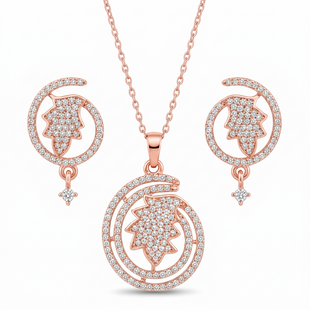 Radiant Rose Gold Leaf Jewelry Set