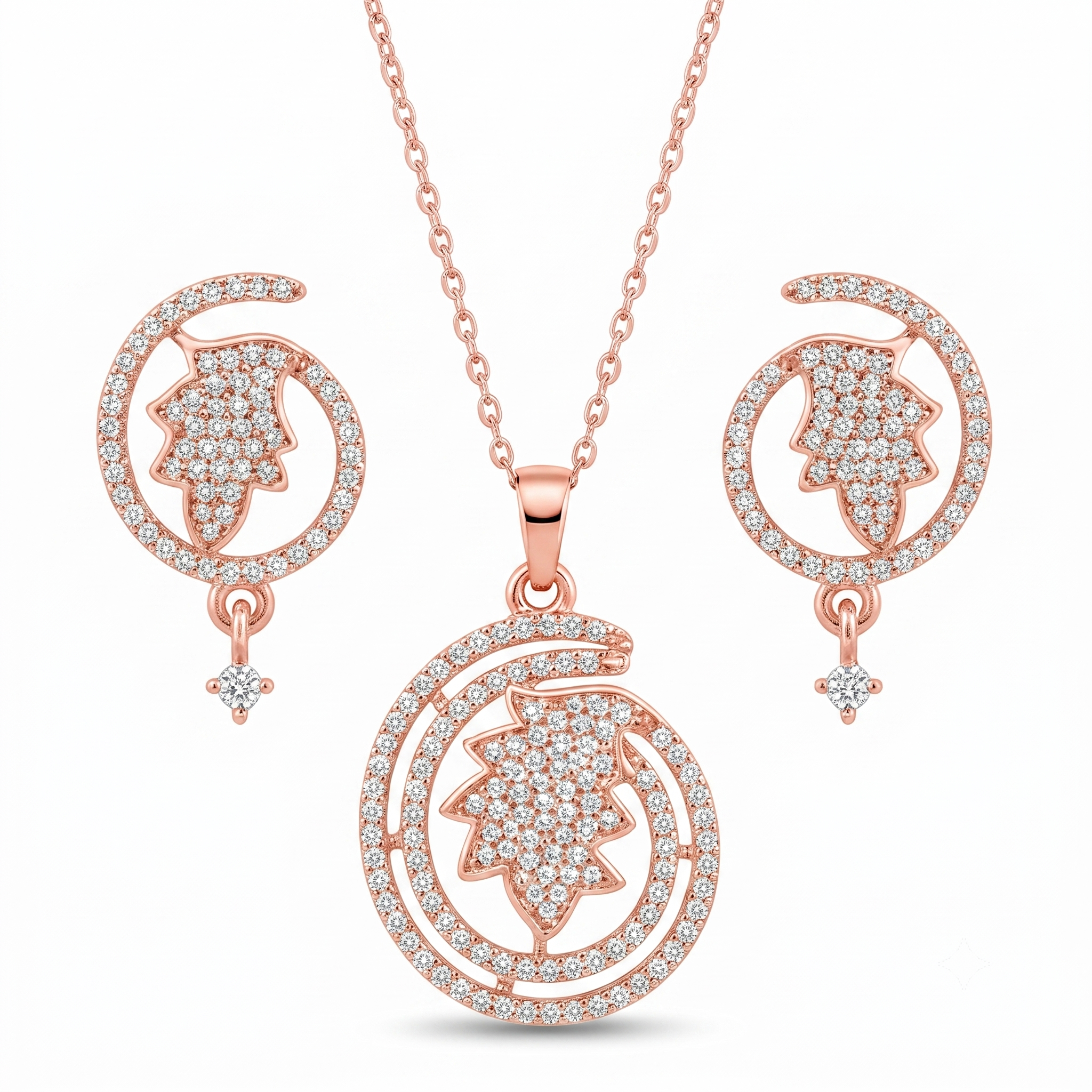 Radiant Rose Gold Leaf Jewelry Set