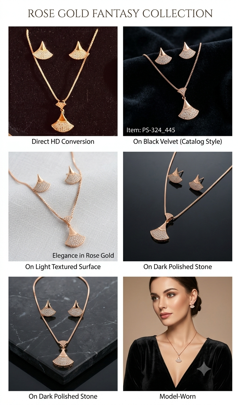 Rose Gold Fan‑Shaped Jewelry Set