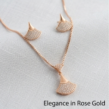 Rose Gold Fan‑Shaped Jewelry Set