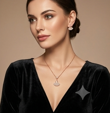Rose Gold Fan‑Shaped Jewelry Set