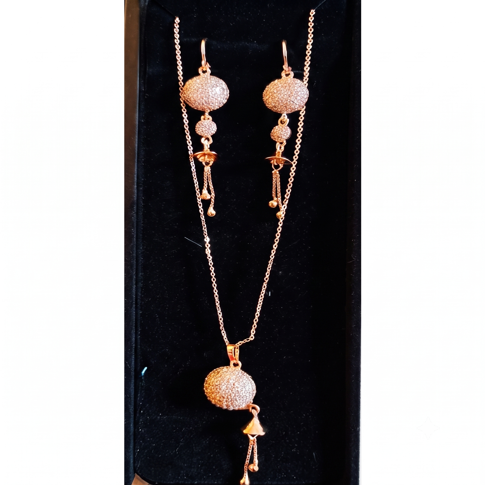 Rose Gold Sphere Tassel Jewelry Set