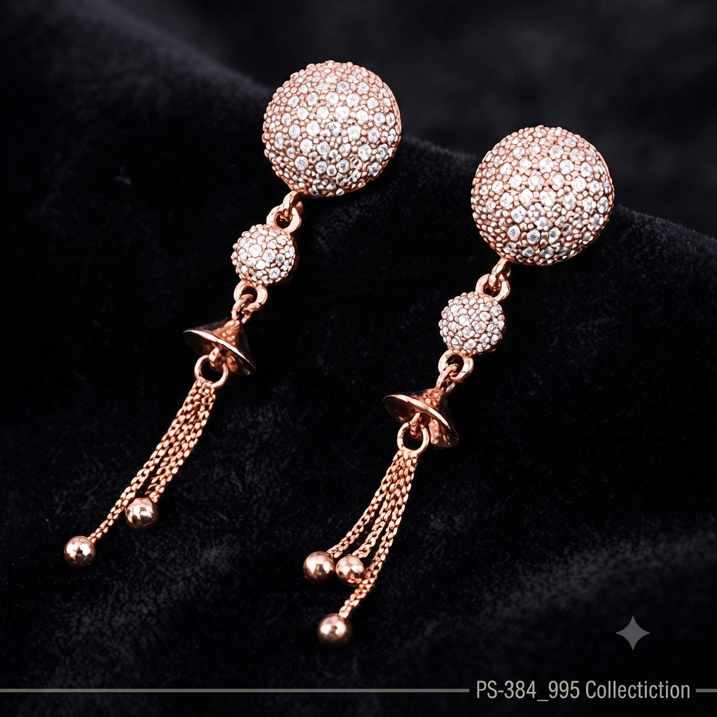 Rose Gold Sphere Tassel Jewelry Set