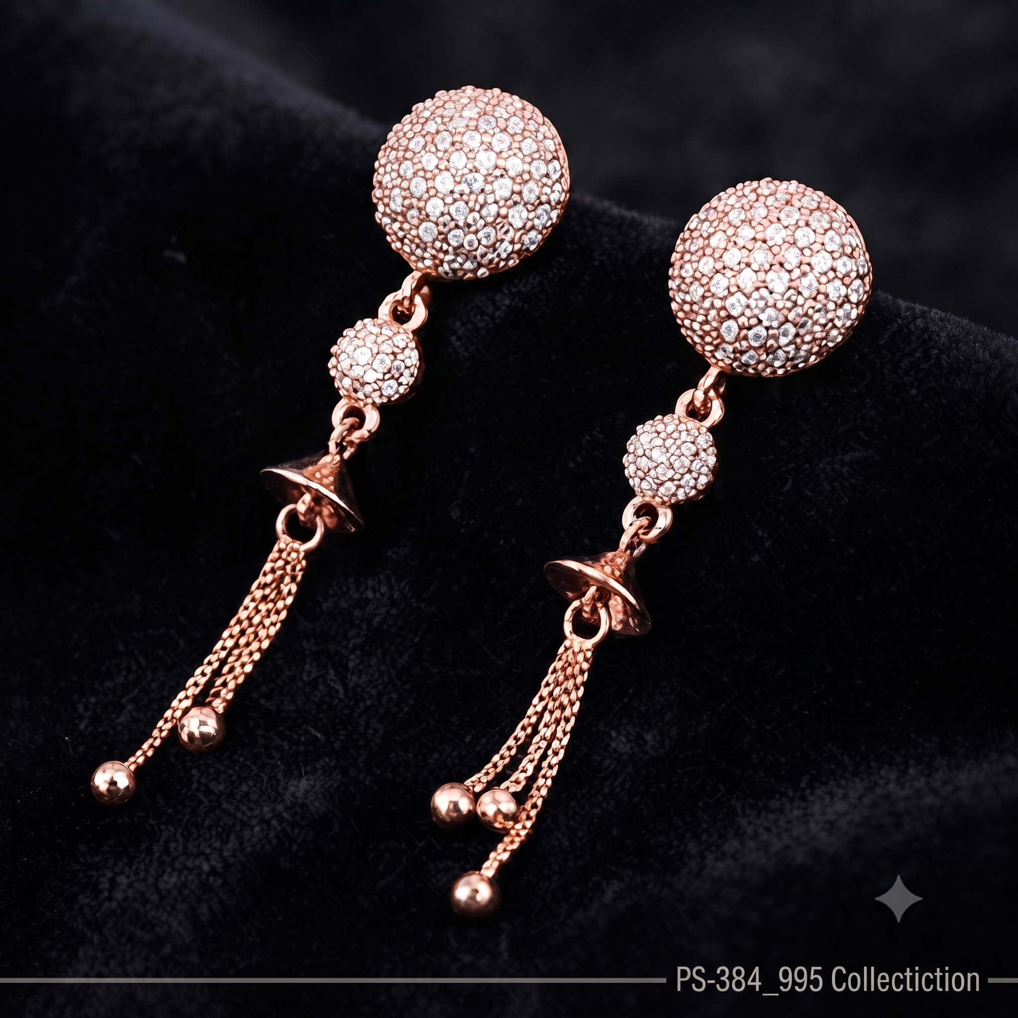 Rose Gold Sphere Tassel Jewelry Set