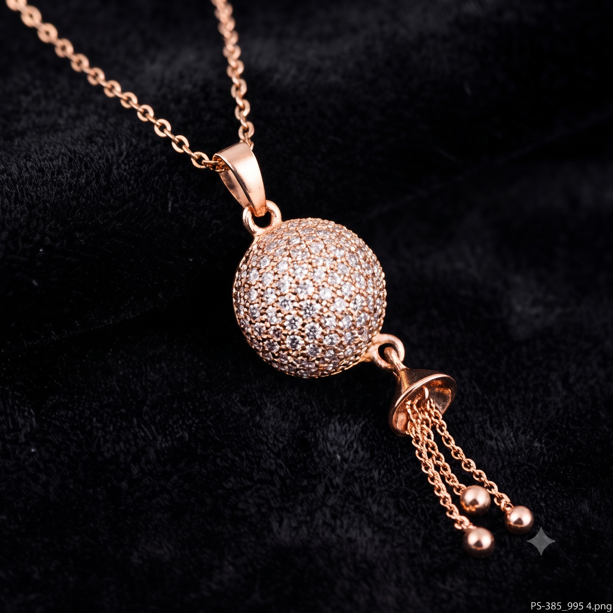 Rose Gold Sphere Tassel Jewelry Set
