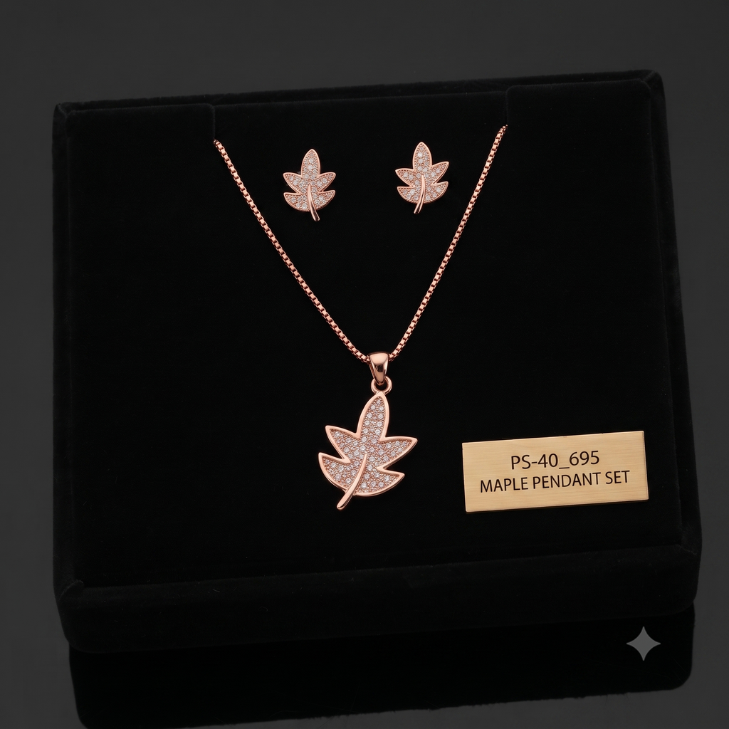Autumn Leaf Rose Gold Jewelry Set
