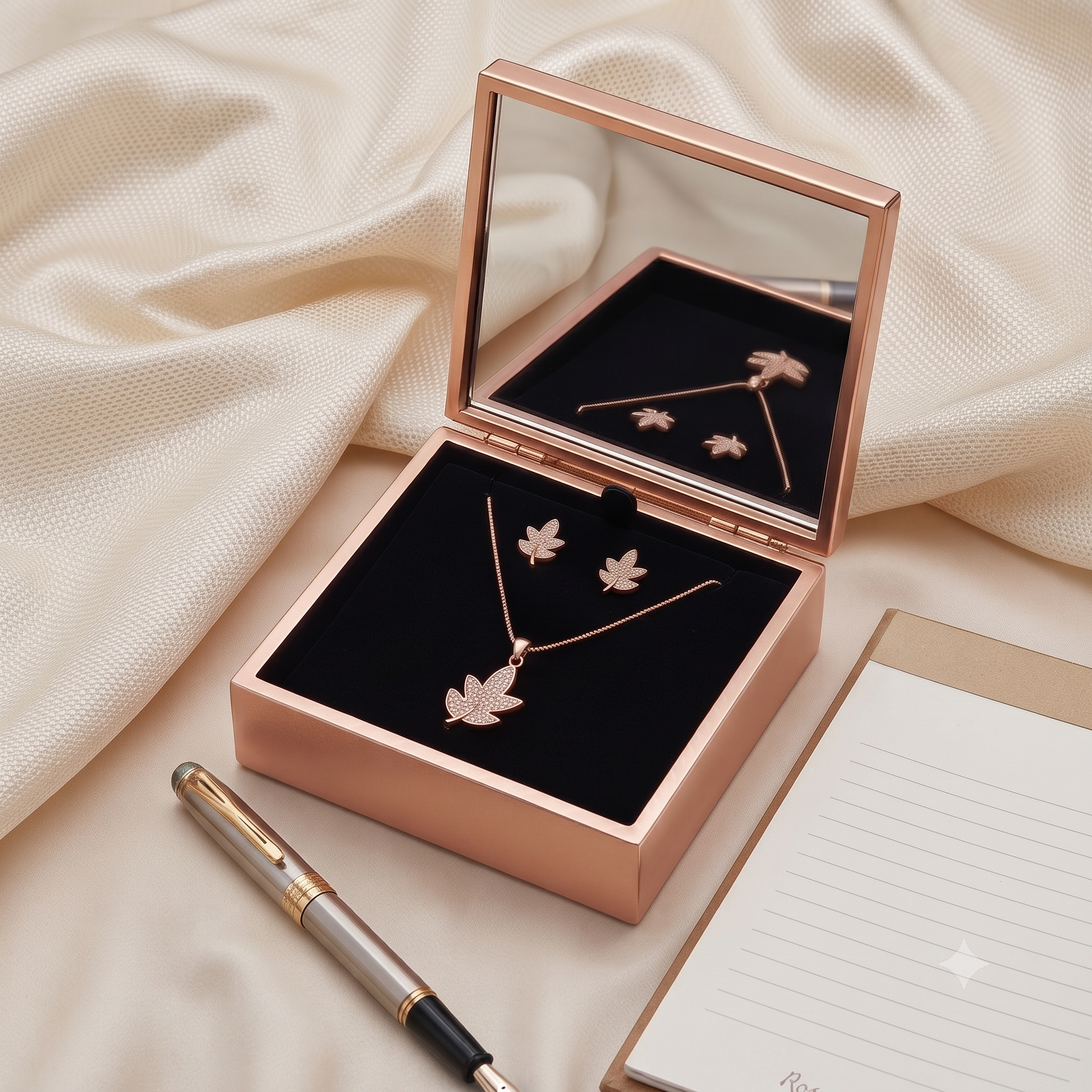 Autumn Leaf Rose Gold Jewelry Set
