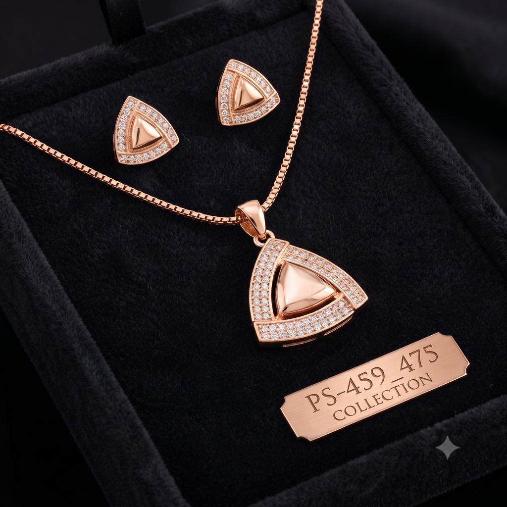 Rose Gold Triangle Jewelry Set