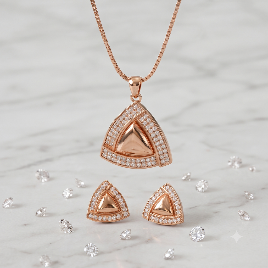 Rose Gold Triangle Jewelry Set