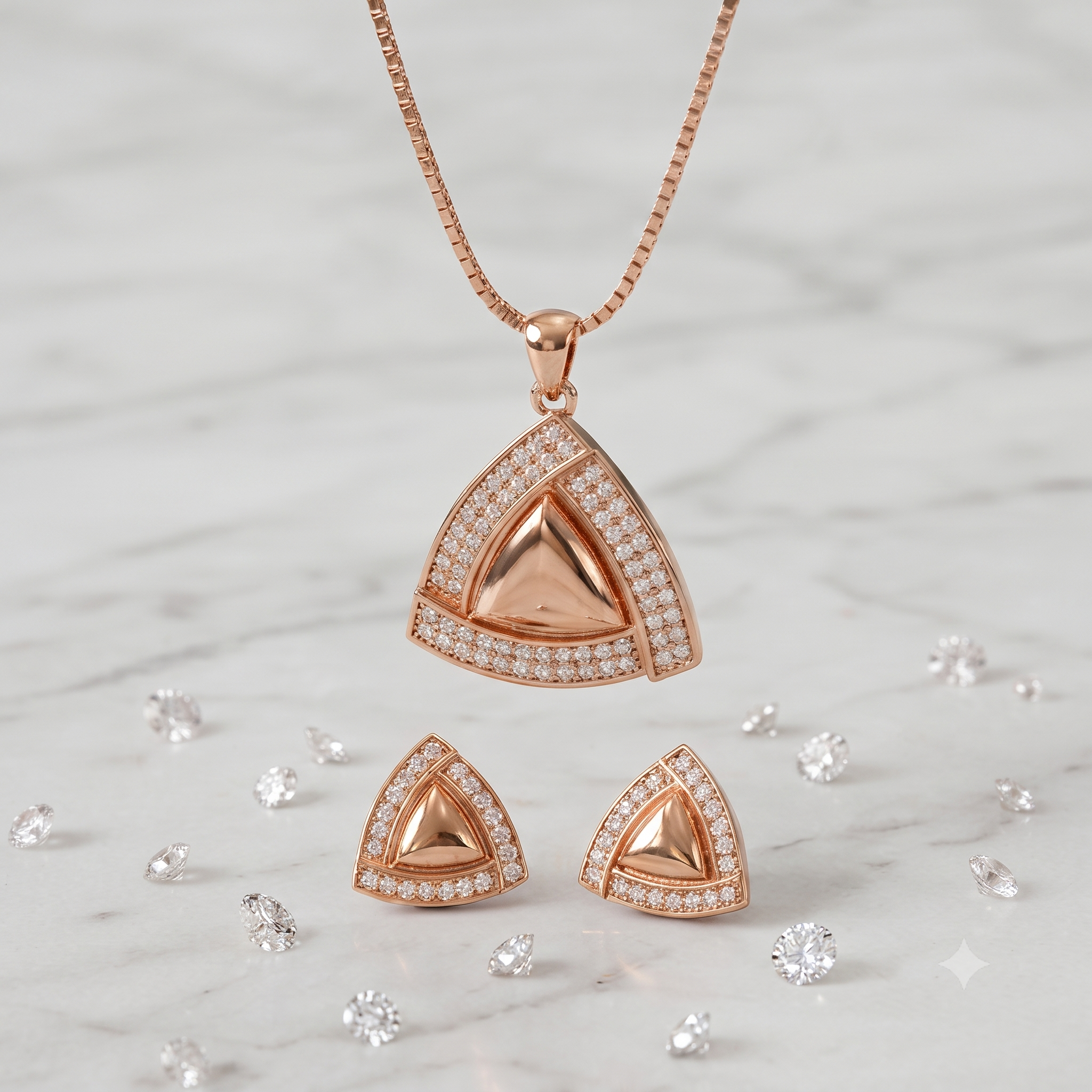 Rose Gold Triangle Jewelry Set