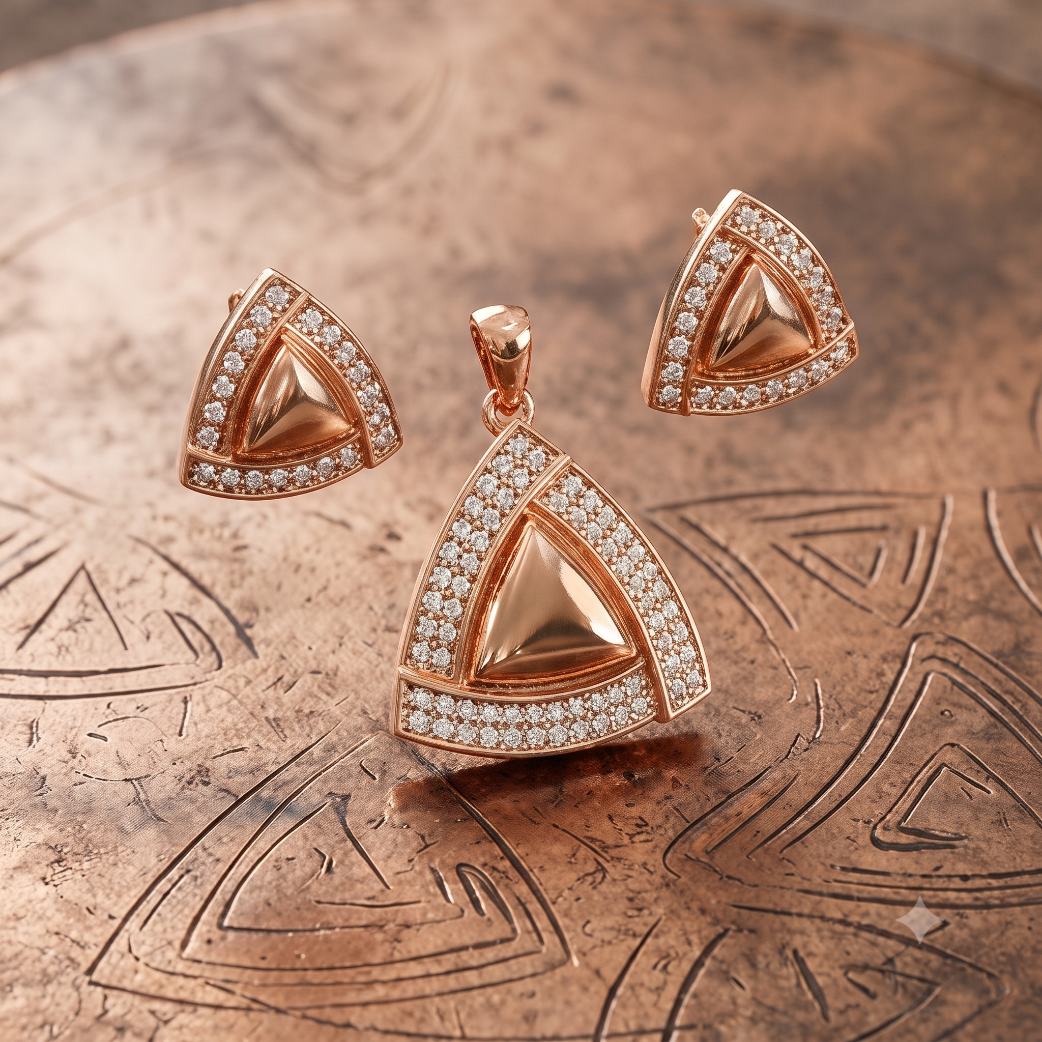 Rose Gold Triangle Jewelry Set