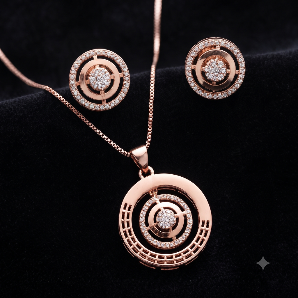 Rose Gold Concentric Circle Jewelry Set