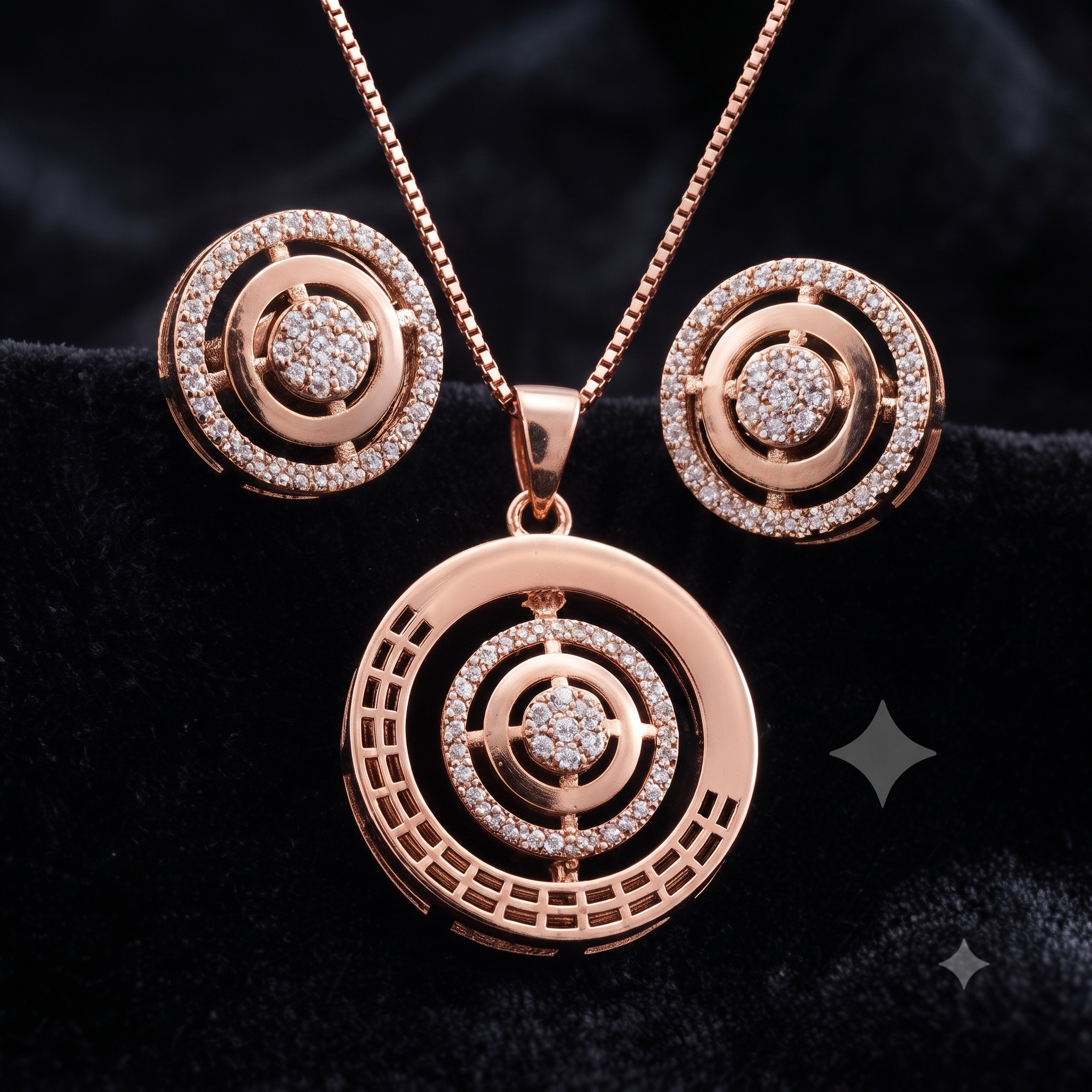 Rose Gold Concentric Circle Jewelry Set