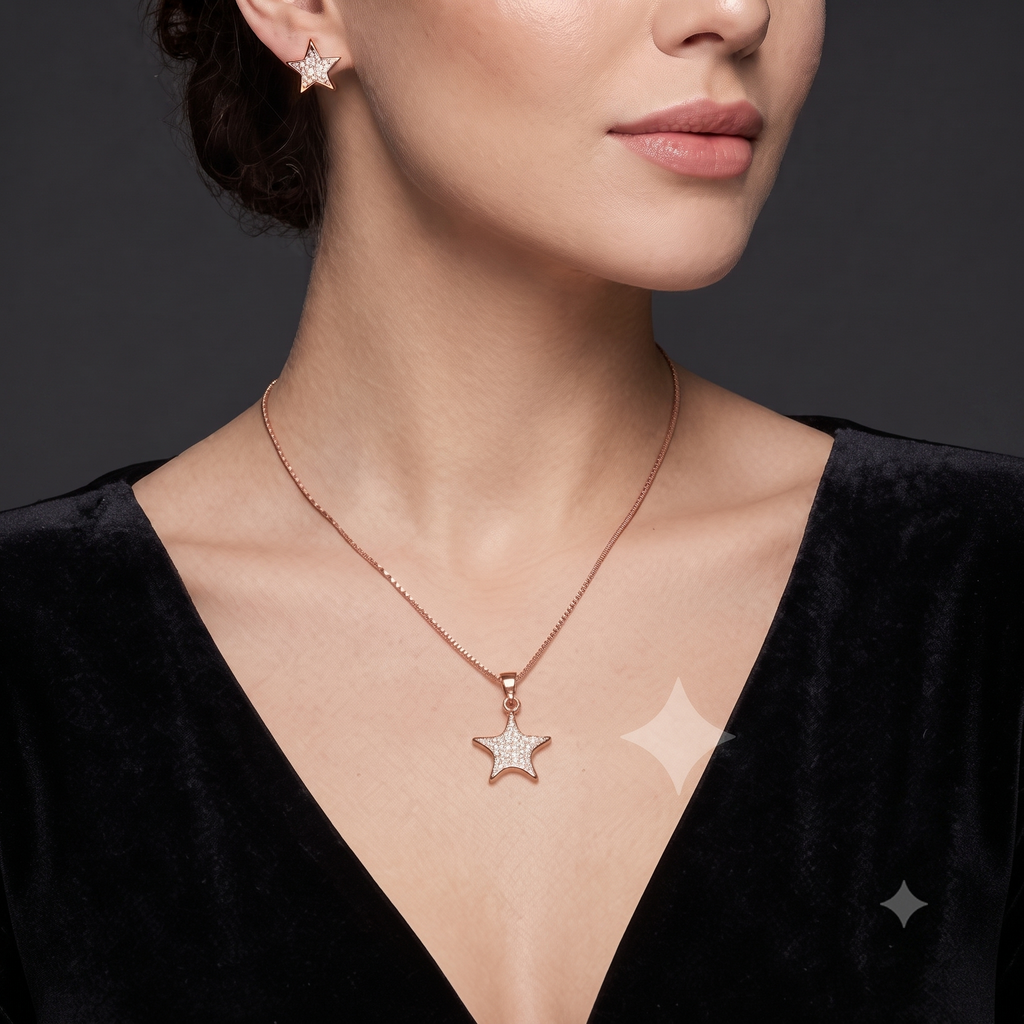 Rose Gold Star Jewelry Set