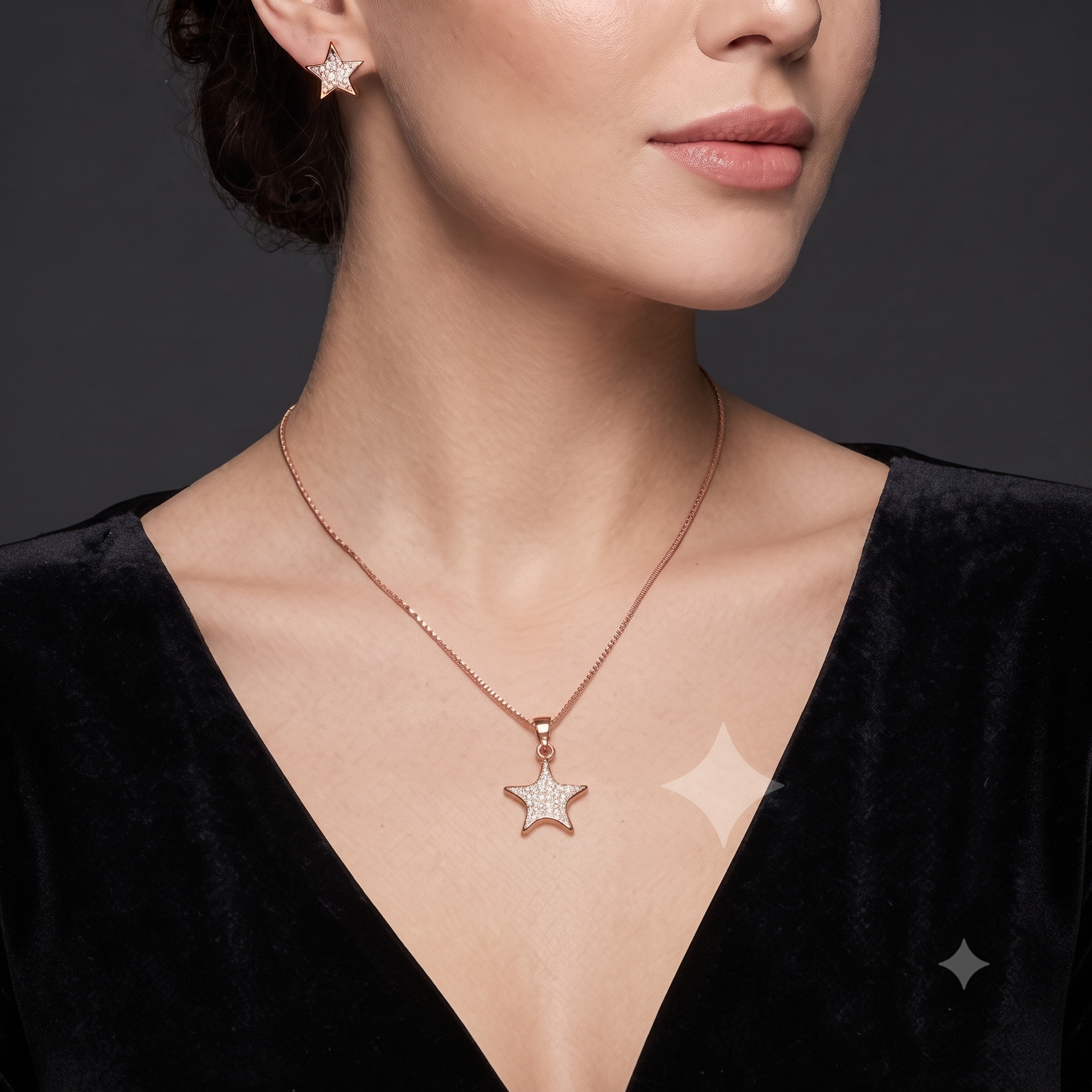 Rose Gold Star Jewelry Set