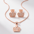 Rose Gold Crown Necklace & Earrings Set