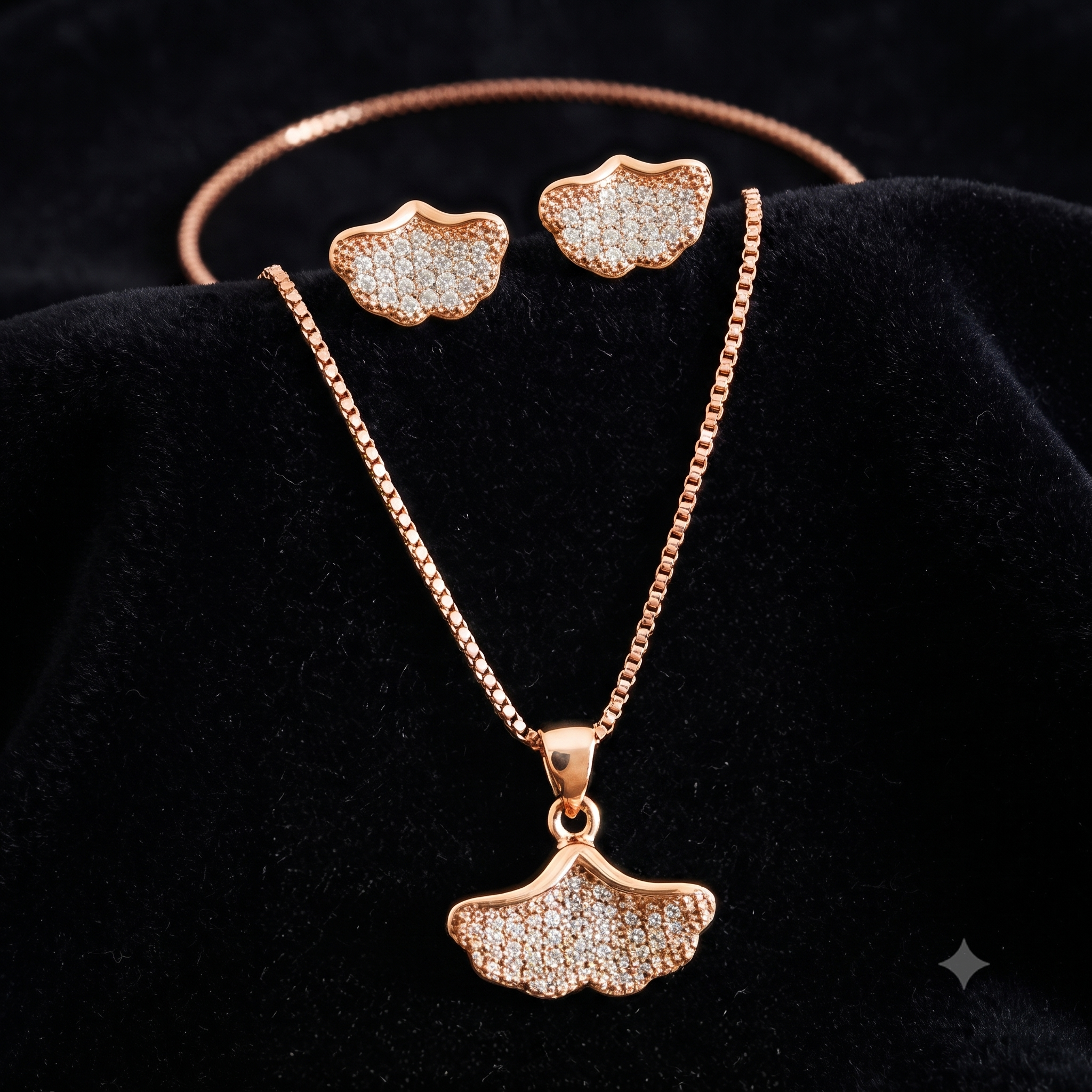Rose Gold Leaf Jewelry Set