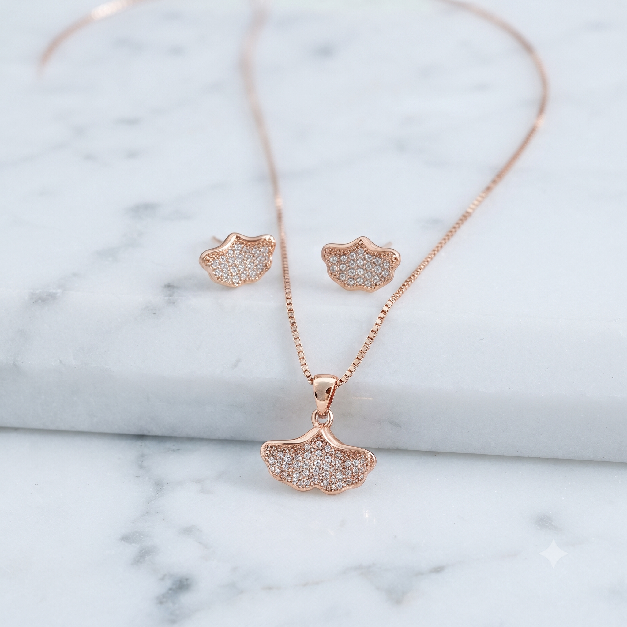 Rose Gold Leaf Jewelry Set