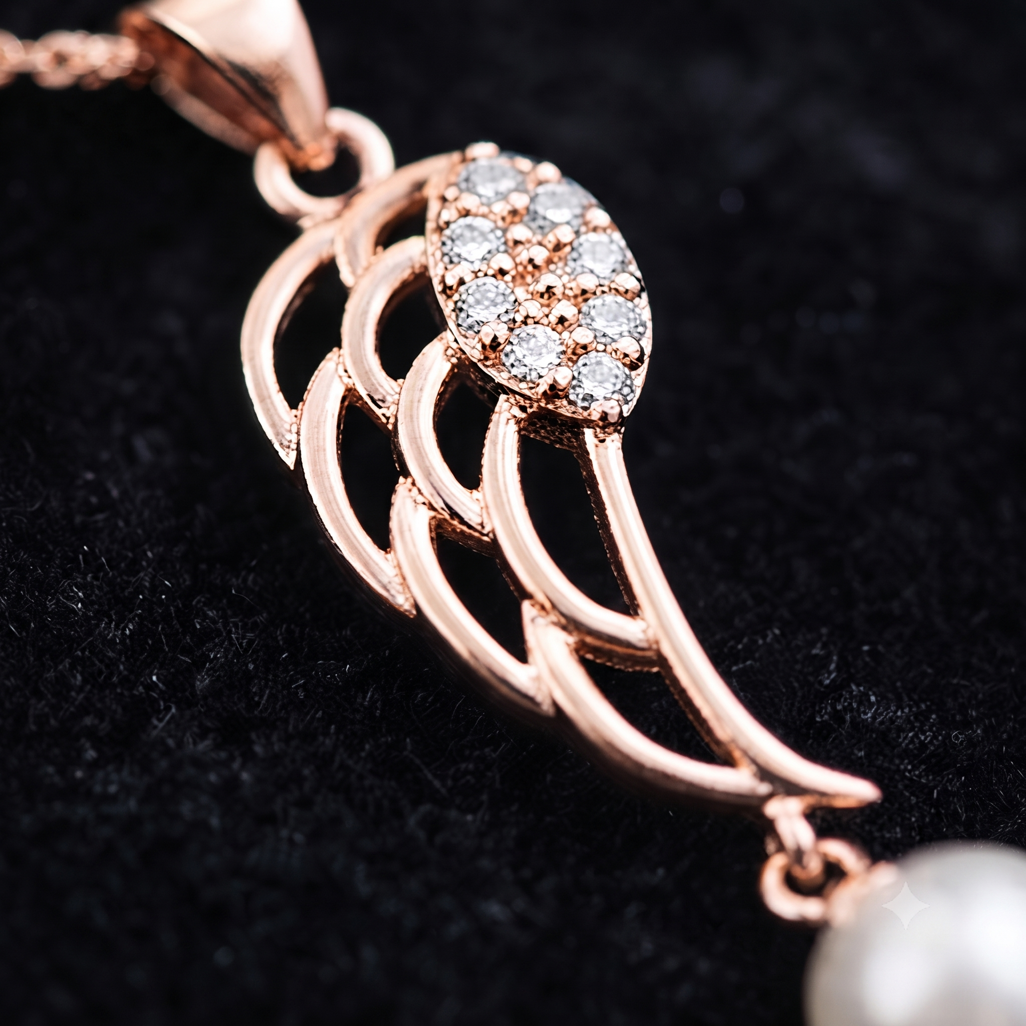 Rose Gold Pearl Drop Stone studded pendant set